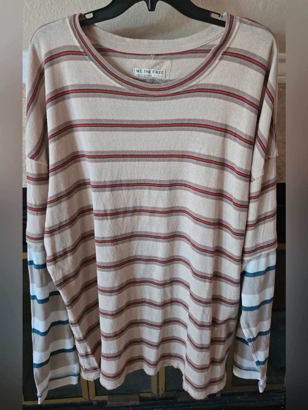Free People - Nina Stripe Layered Long Sleeve Cotton Shirt - Size XL - Picture 3 of 16